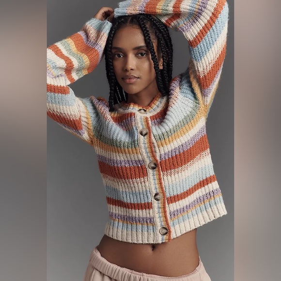 Anthropologie Sweaters - ✨ Anthropologie Ribbed Multi-Stripe Cardigan Sweater Sz M